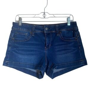 Vintage Guess Jean Shorts Women size 28 Low Rise Dark Wash Shortie Y2K